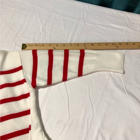 Mersea womens catalina OS red striped blue heart elbow patches pullover sweater - Picture 9 of 11